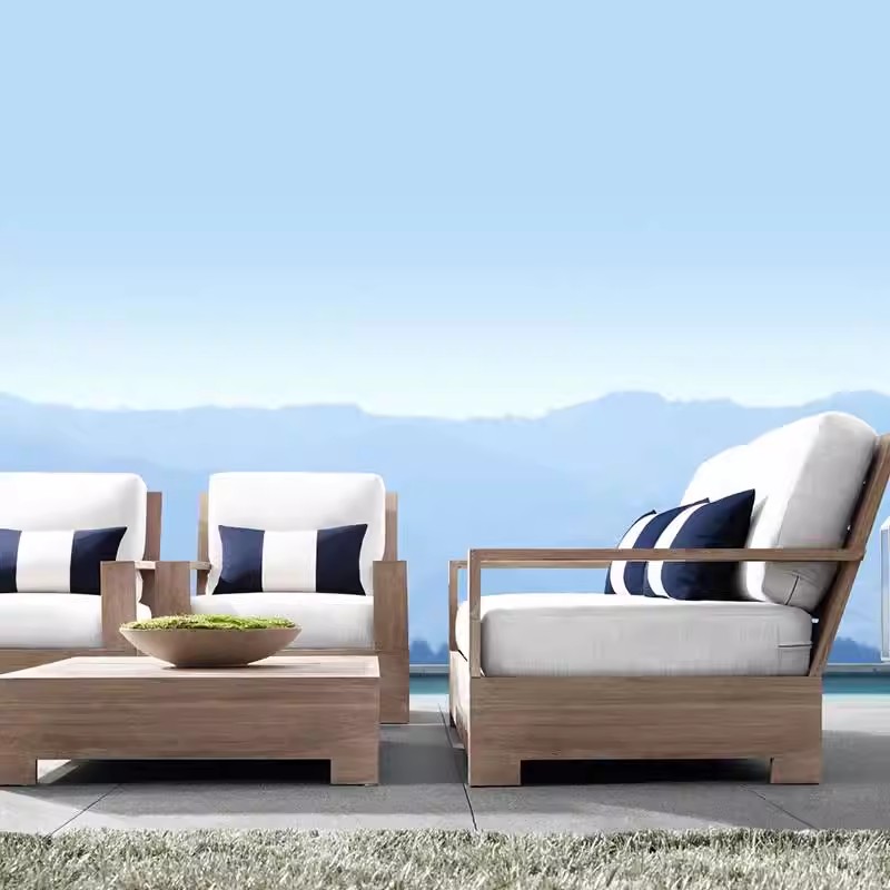Outdoor Luxury Waterproof Teak Lounge Sofa Set