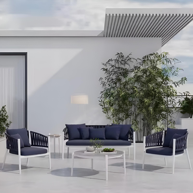 blue rope wave outdoor garden aluminum furniture set