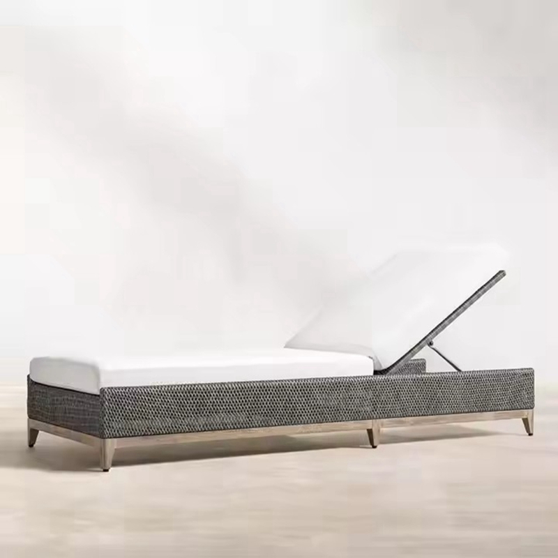 grden wood grey padded foldable sun lounger