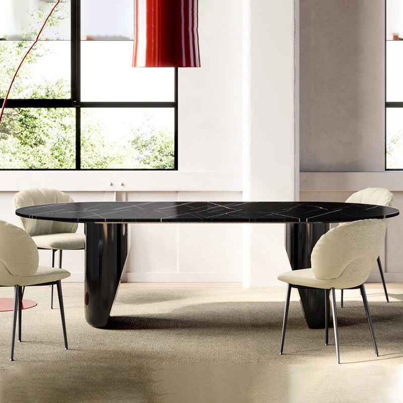 luxury italian black marble dining table set