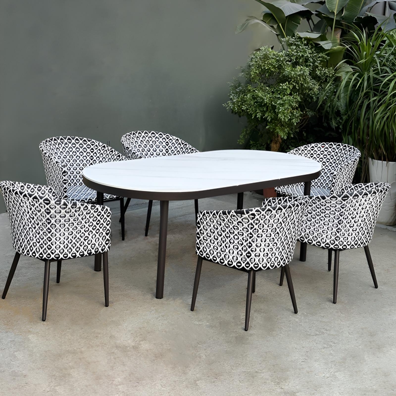 Contemporary Outdoor Dining Table Set For 6 person