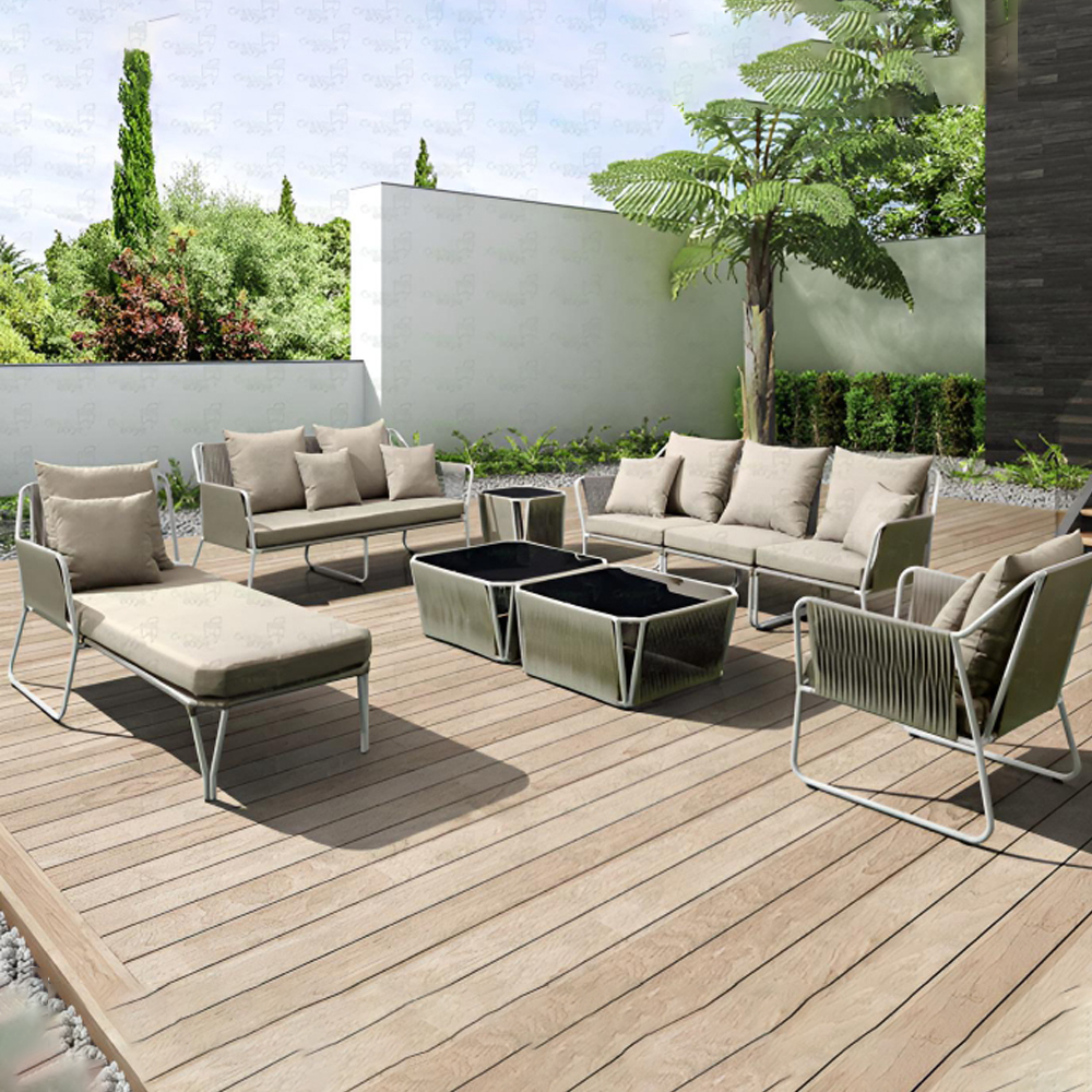Modern Outdoor Garden Rope Aluminum Sectional Sofa Set