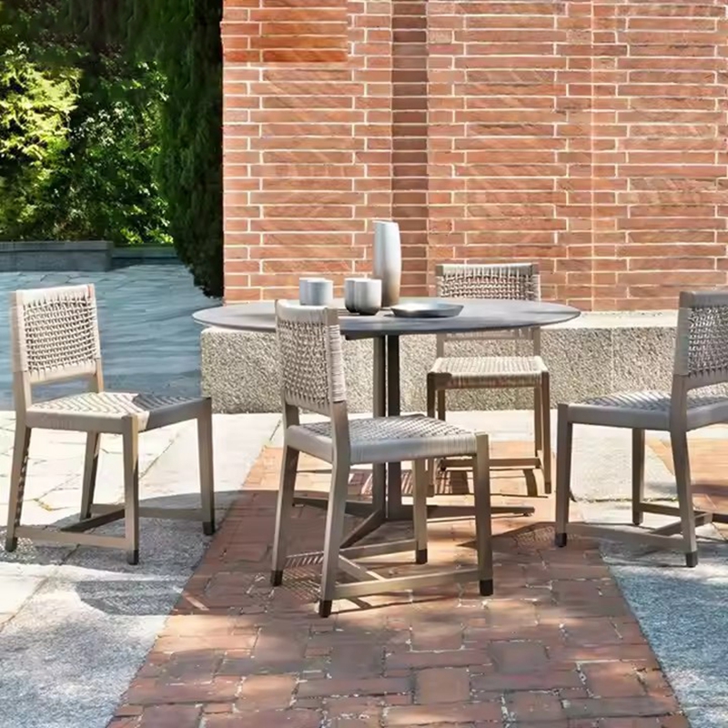 Villa round wood outdoor garden dining set
