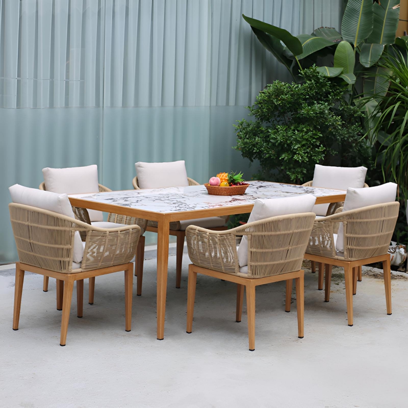 Modern Solid Wood Marble garden Dining Set
