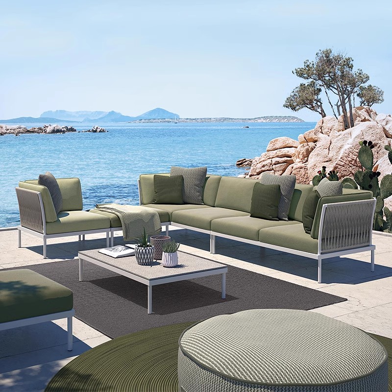 L Shape Corner Metal Aluminum Patio Outdoor Furniture