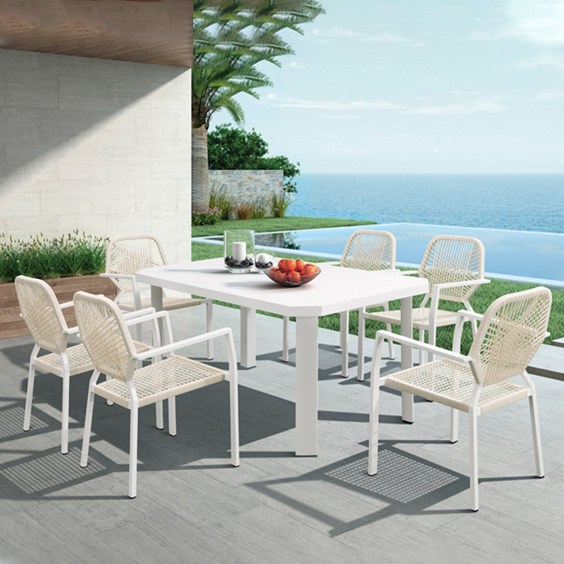 6 people white Aluminum outdoor dining set