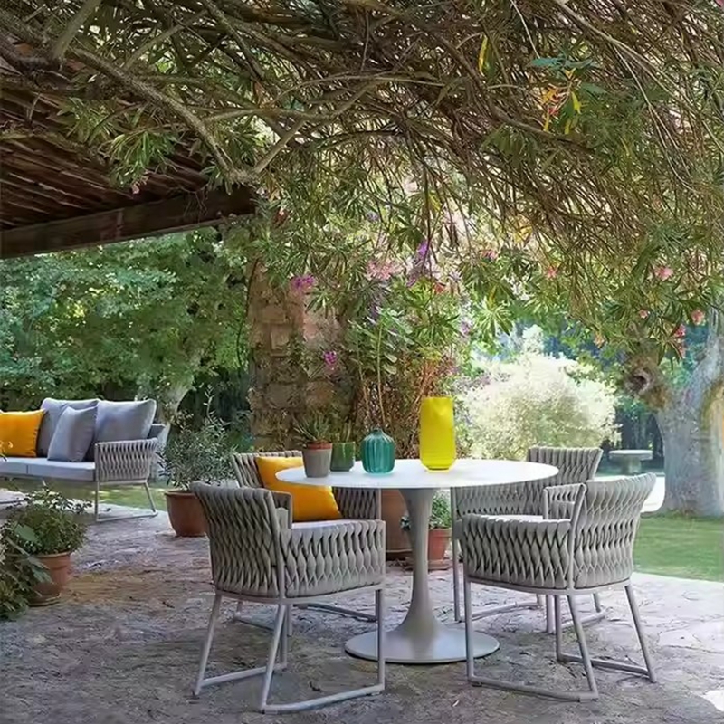 small 4 seater round patio garden table