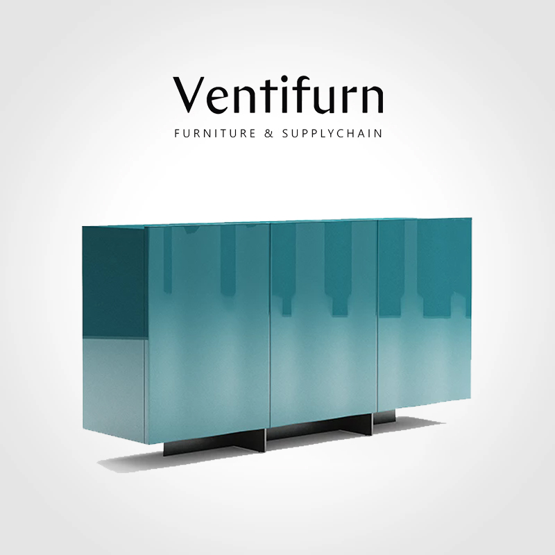 custom unique shape high glossy blue sideboard cabinet