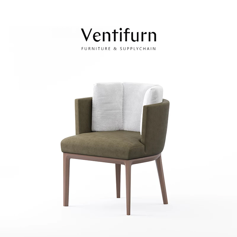 italian luxury modern green fabric dining chair