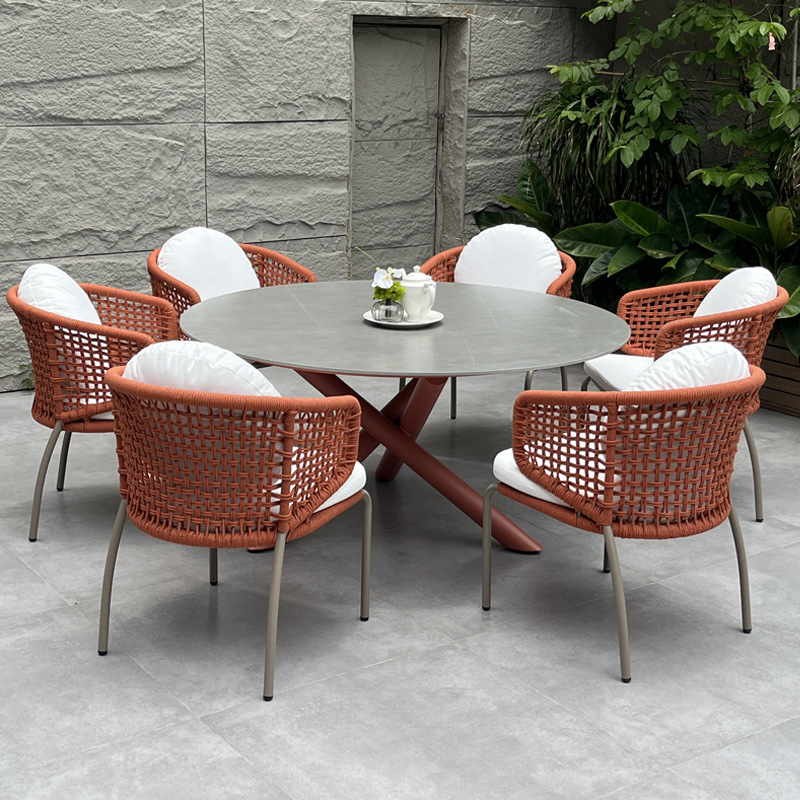 Modern garden round Aluminum Rope dining set