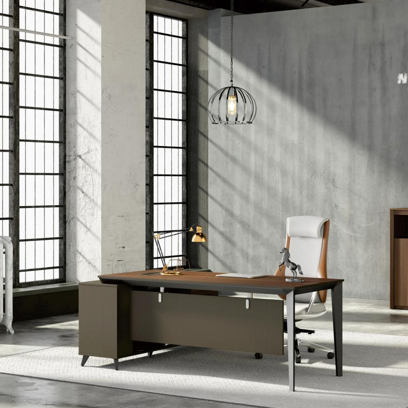 small modern l shaped home office desk with hutch