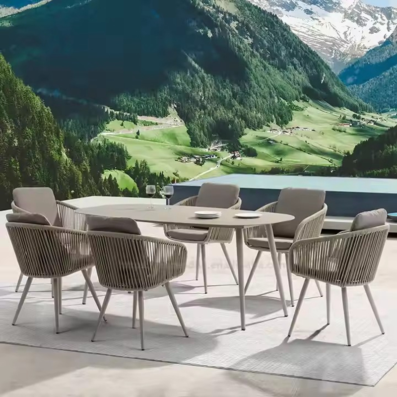7 piece oval patio outdoor dining table set