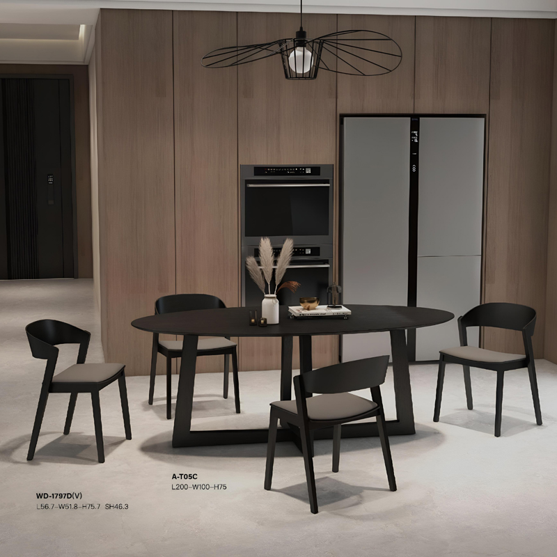 4 seater black dining table set wood modern