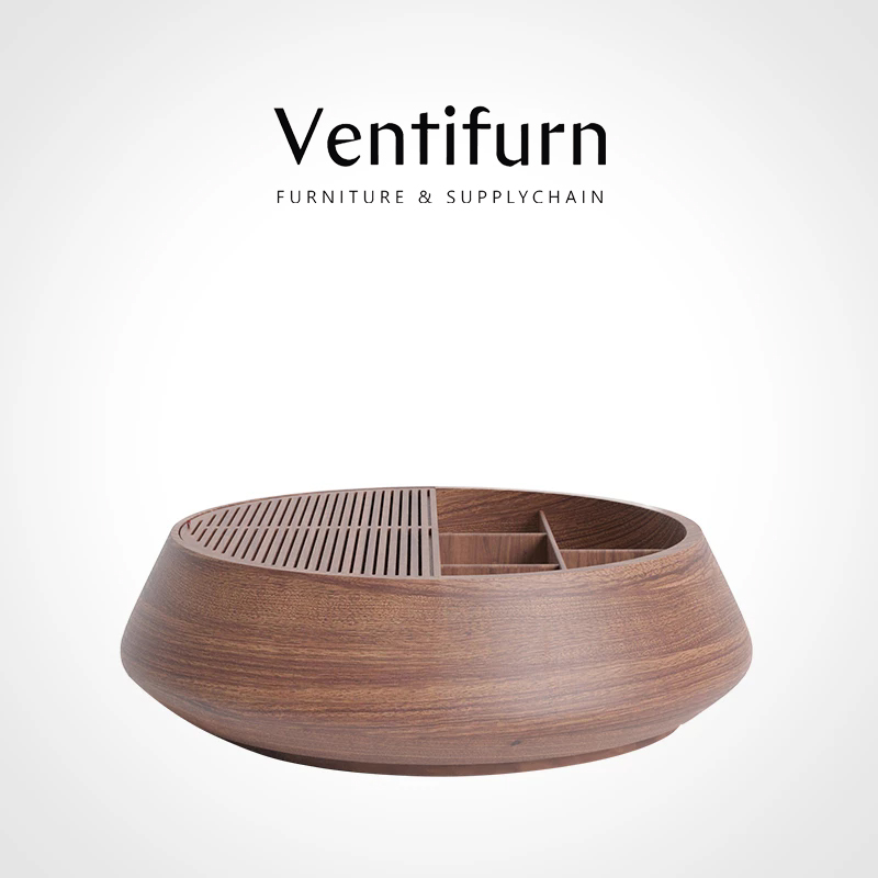 storage round teak wood coffee table design