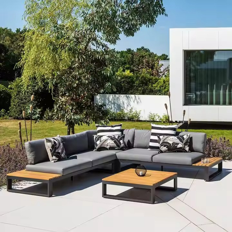 L Shaped Comfort Aluminum Furniture Modern Set Garden Sofas