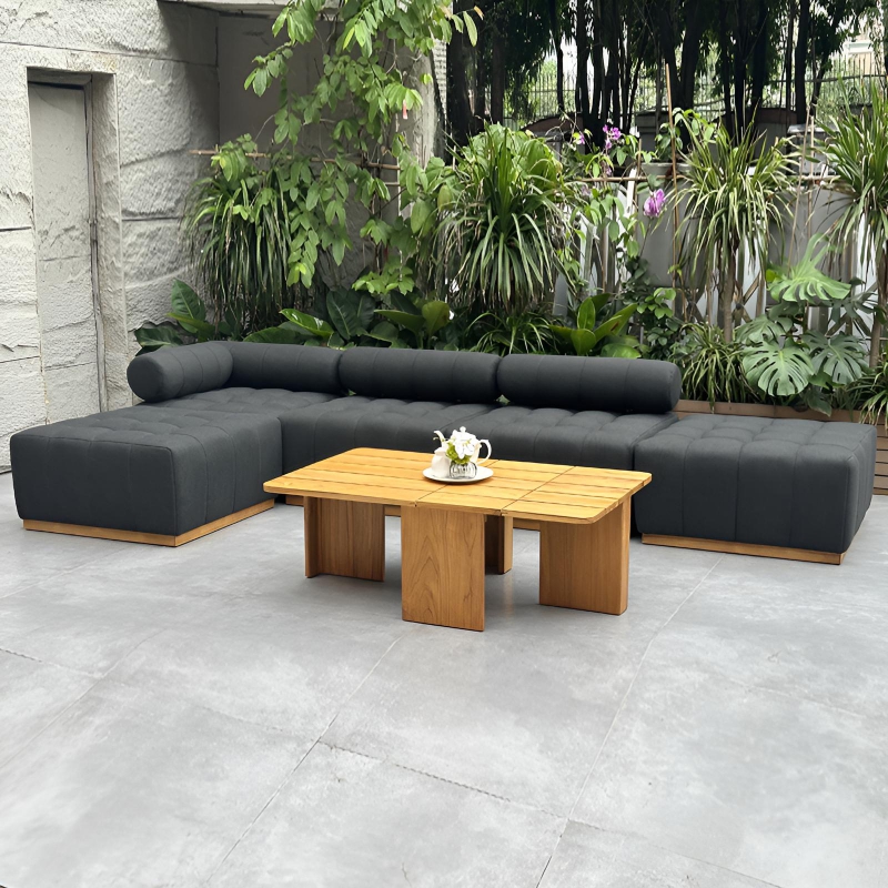 New Design Resort Waterproof Wood Garden Sofa Set