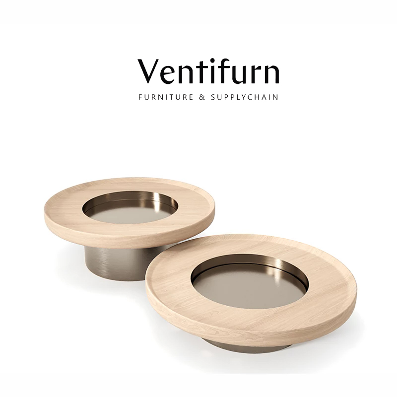 high gloss gold small round nesting coffee table set