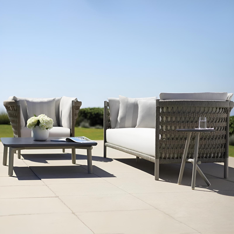 hand rope weaving outdoor couch set patio sofa
