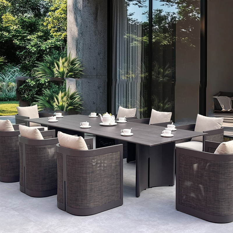 Customizable 8 person Rectangular Aluminum Outdoor Dining Set