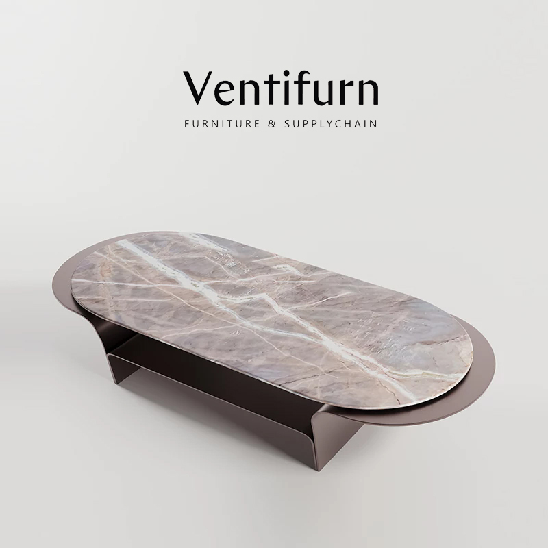 low stainless steel natural marble coffee table