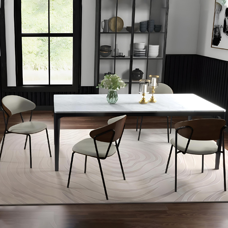 italian long white marble dining table modern