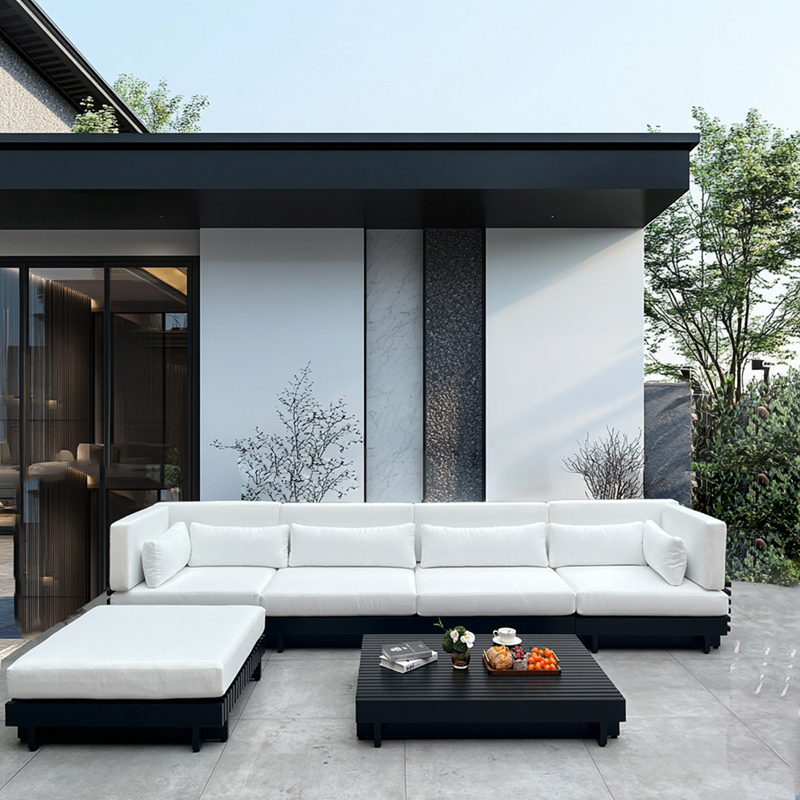 L shaped aluminum garden patio couch furniture sofa set designs