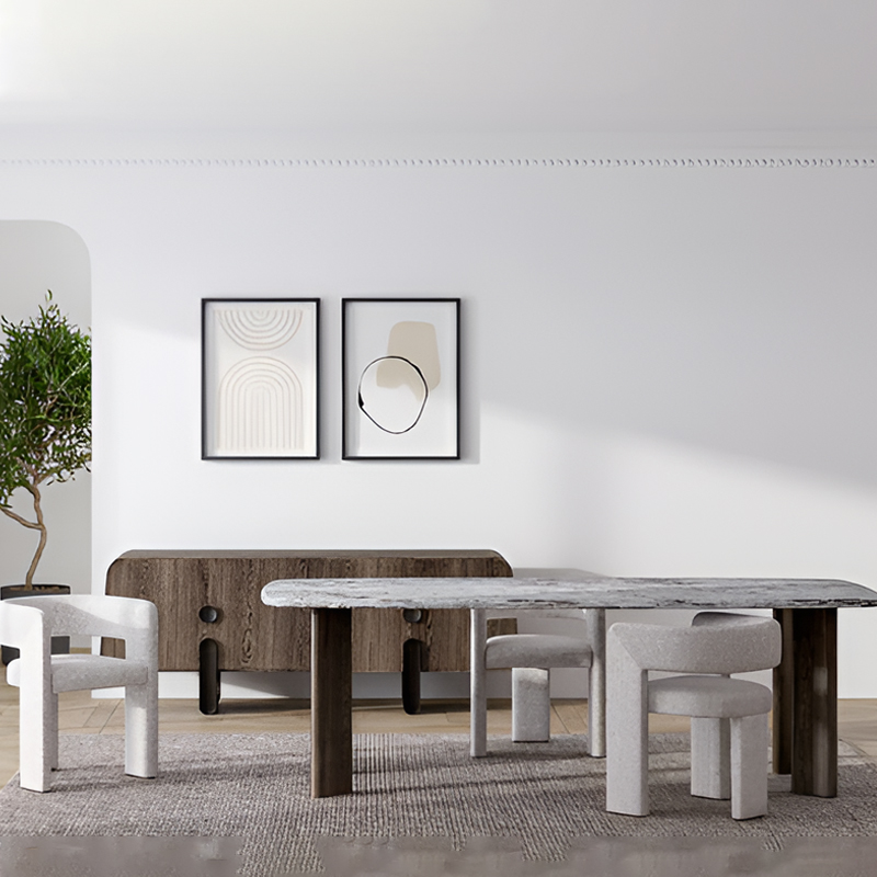 luxury marble grey color dining table set modern