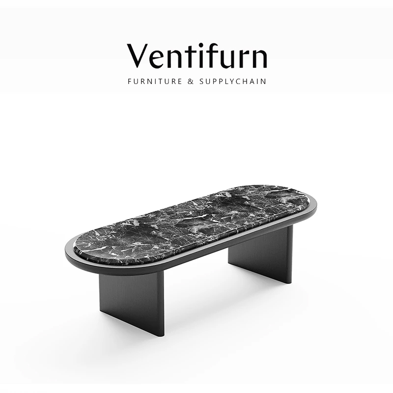 oval black marble coffee table luxury modern