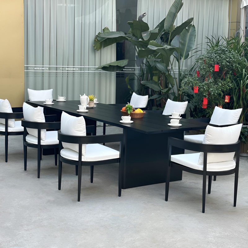 Outdoor courtyard black aluminum alloy outdoor dining set